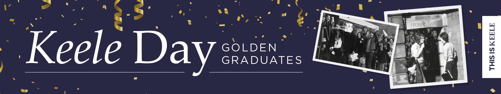 Banner for Golden Graduates event with save the date details on for 28 June 2024