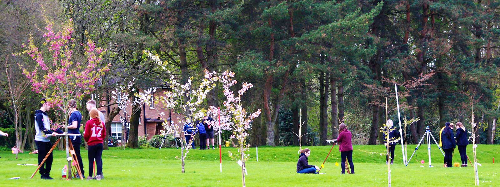 Students using arboretum for geography practical