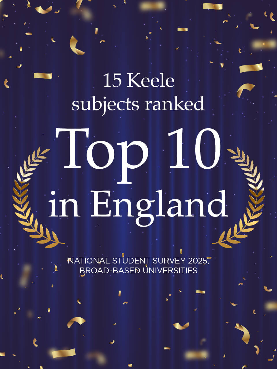 15 Keele subjects ranked Top 10 in England in latest National Student Survey