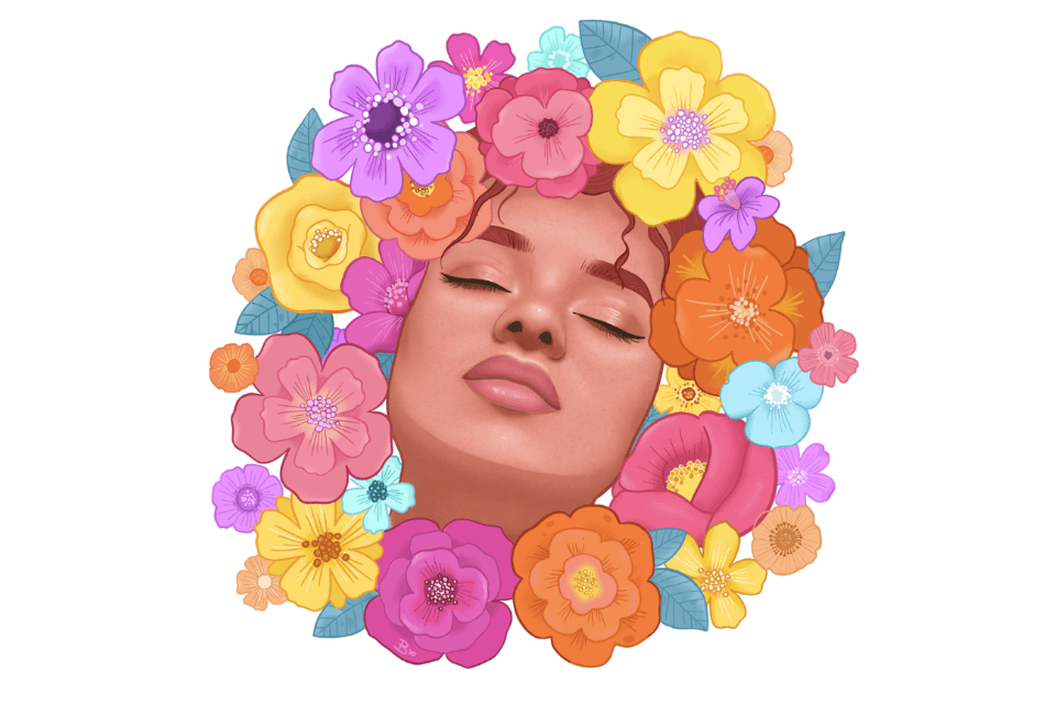 becki kremer artwork, woman in flowers named Bloom