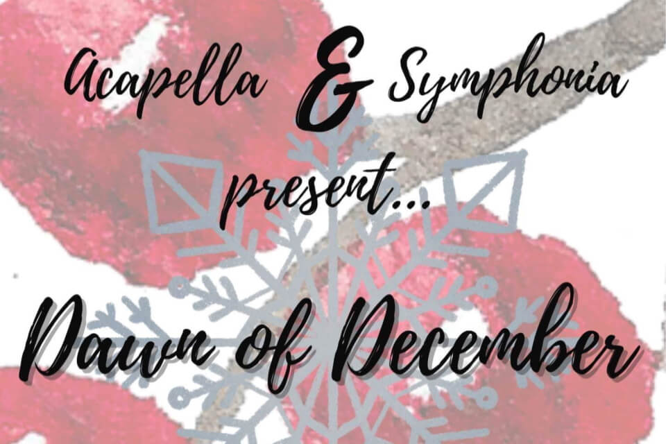 image of the title of the event with a snowflake in the background and winter red berries