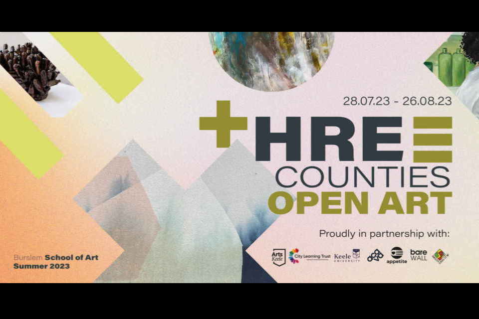 Three Counties banner featuring exhibition title and mix of images from previous years in back