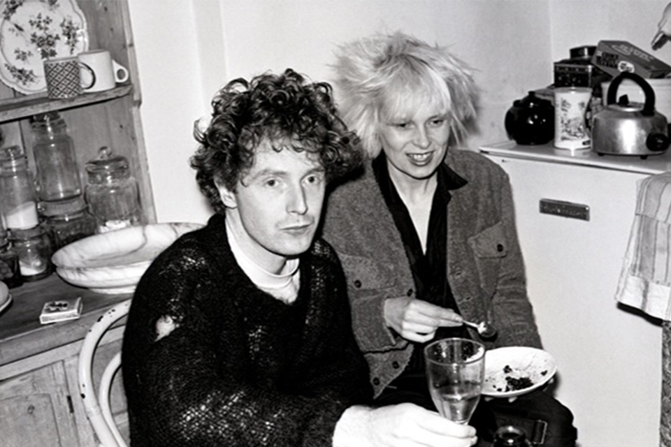 A black and white photograph of Vivienne Westwood and Malcolm Mclaren