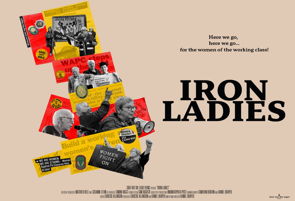 Film poster for Iron Ladies displaying a number of stills from the film as well as the title