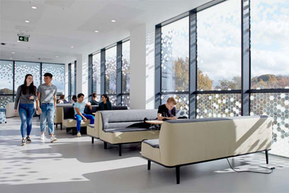 Students relaxing in a social area