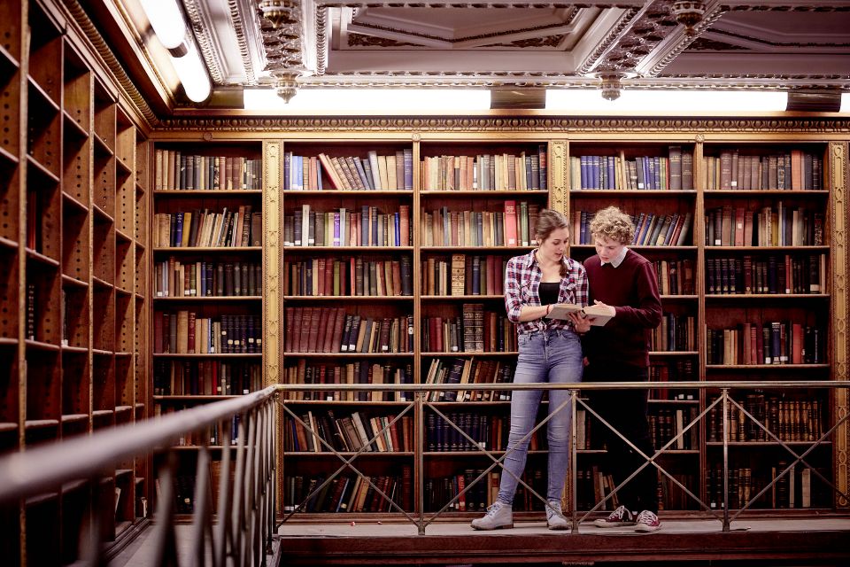 Keele students in a library