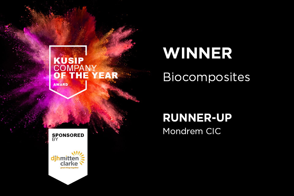 Keele University Science and Innovation Park award, sponsored by DJH Mitten Clarke.  Won by Biocomposites.