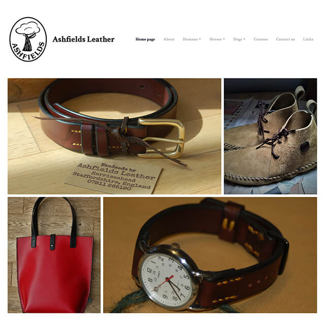 Screen grab of the Ashfields Leather website
