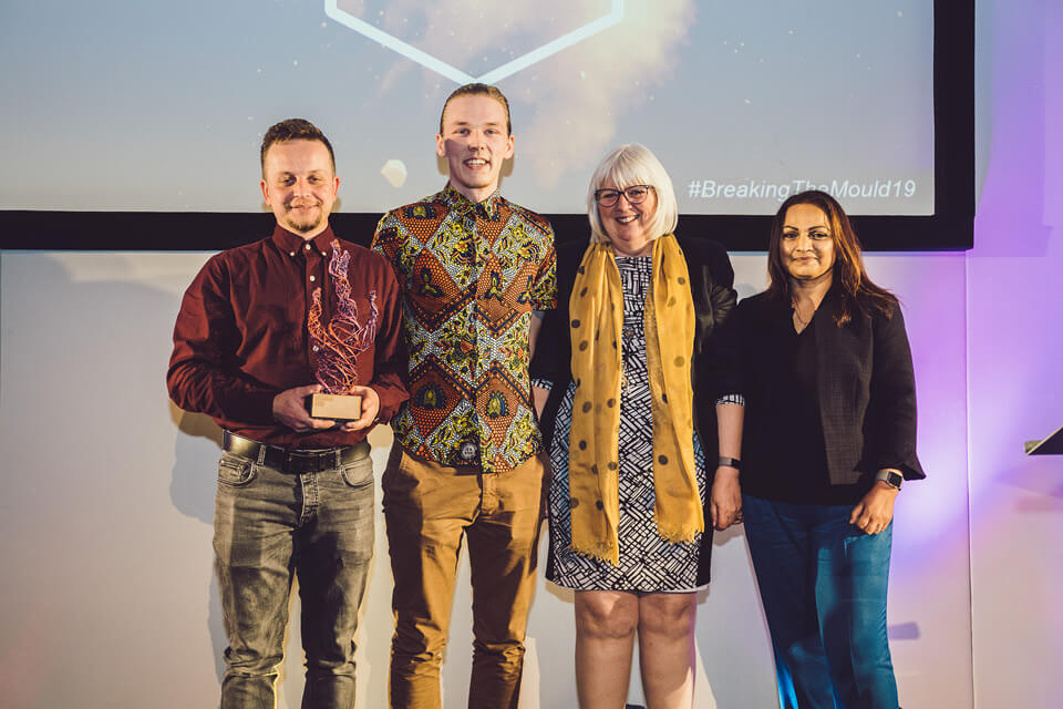 Winners of the Social Inclusion award on stage 