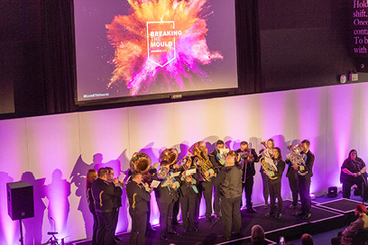 Acceler8 band performing at Breaking the Mould 2023 