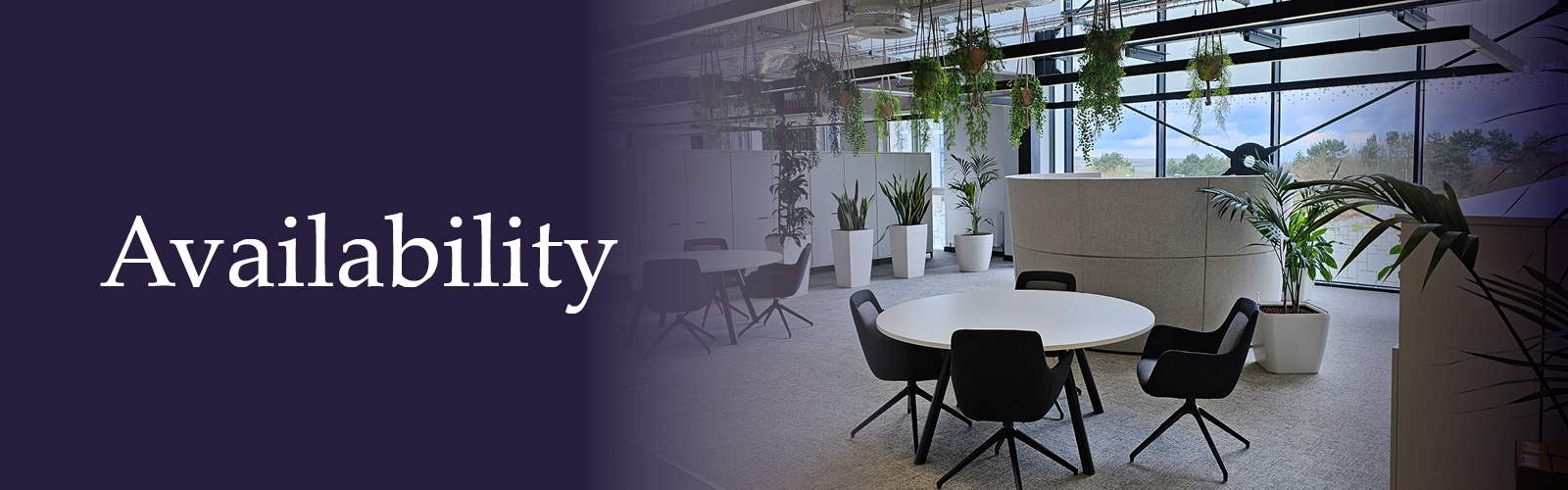 Photo of office space in Innovation Centre 7.  Accompanying text reads: Availability