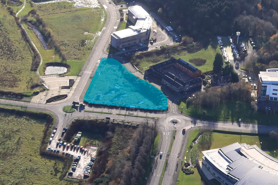 Outlined space for DCF on the science park 