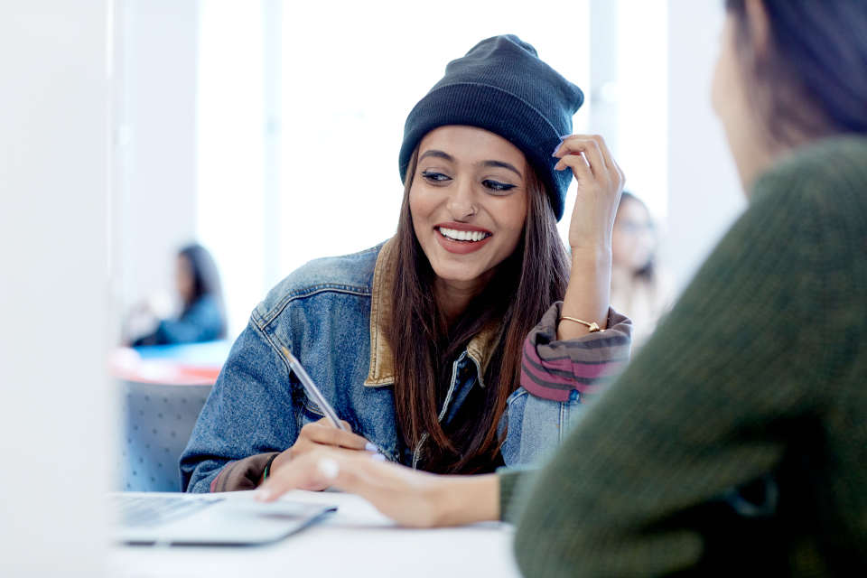A student studying in the library