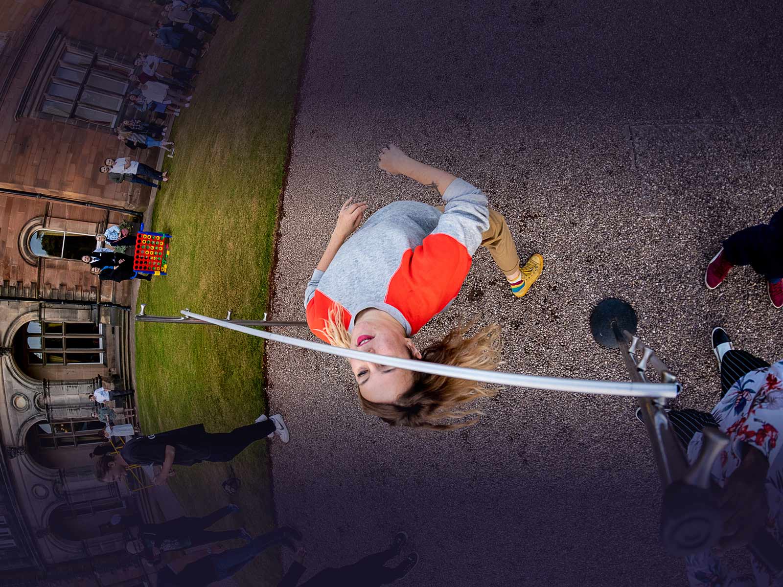 Athlete competing in high jump