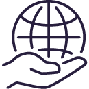 Globe in hand icon