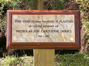 Nick Cartlidge plaque
