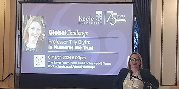 Tilly Blyth opening her lecture in the Salvin Room, Keele Hall