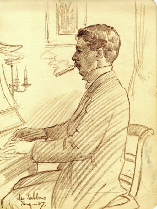 Arnold Bennett, charcoal drawing by Frederick Marriott, 1907 [AB/M1]