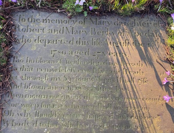 Mary Berks grave at St James the Great’s Churchyard in Audley