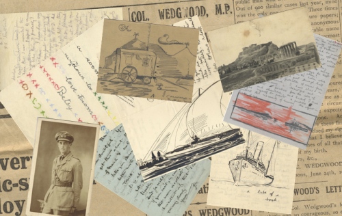 Collage of J C Wedgwood family correspondence from the First World War period