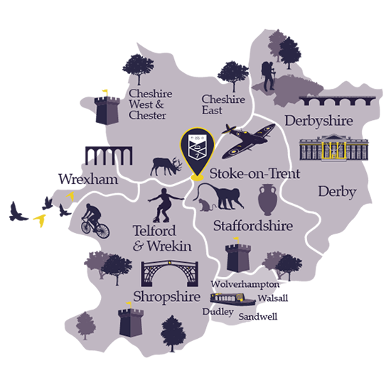Map showing the Keele region for contextual and alternative offers