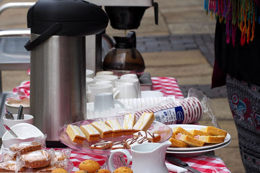 Free coffee and cake given out throughout the year