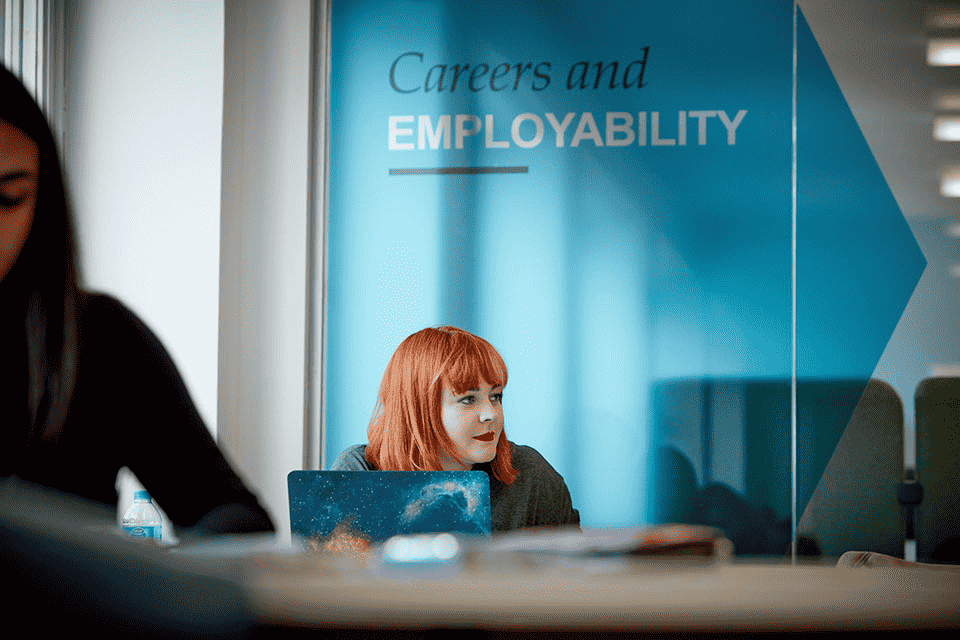 Image of student at careers meeting