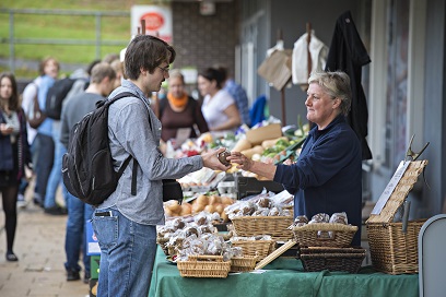 Students at the Farmers market
