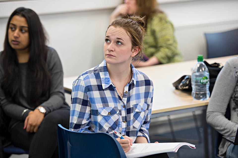 Keele scholarships student in lecture