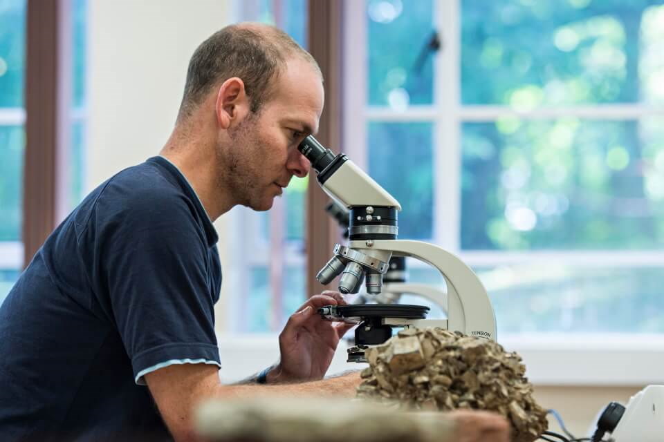  Image of student studying in lecture theatre 