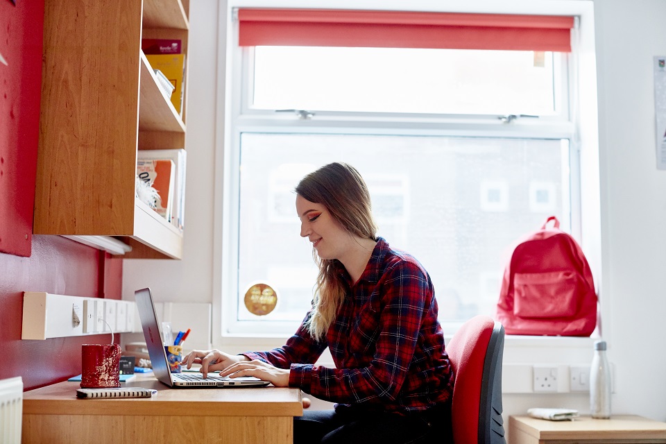 Picture of student in accommodation hall