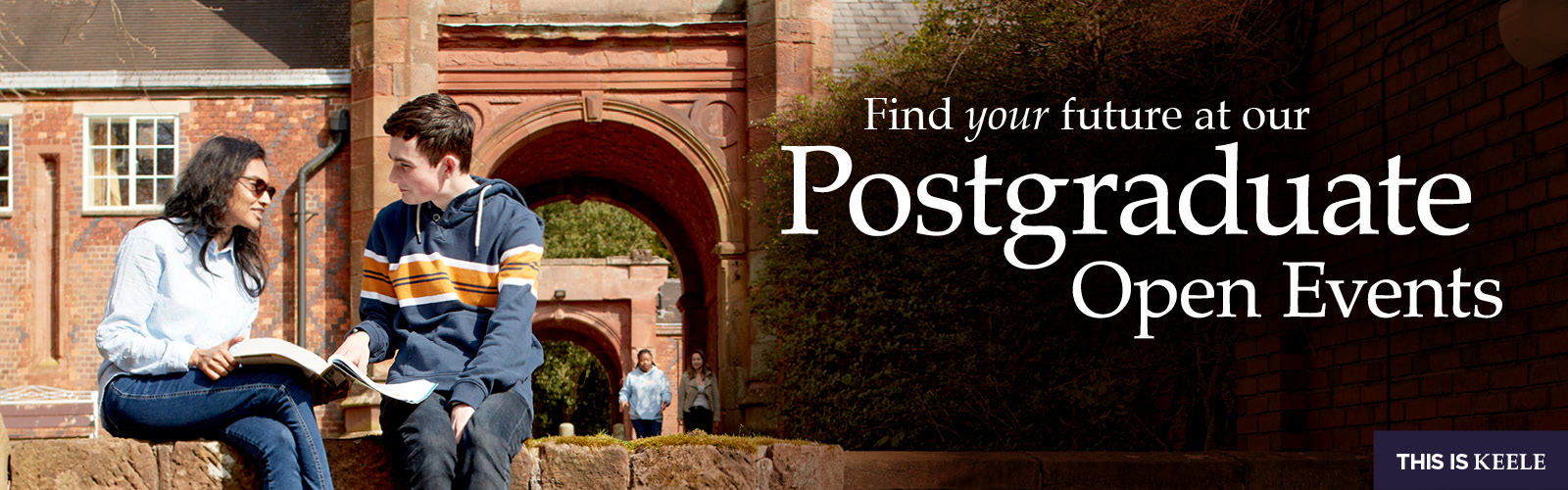 Postgraduate open events banner of Keele Hall