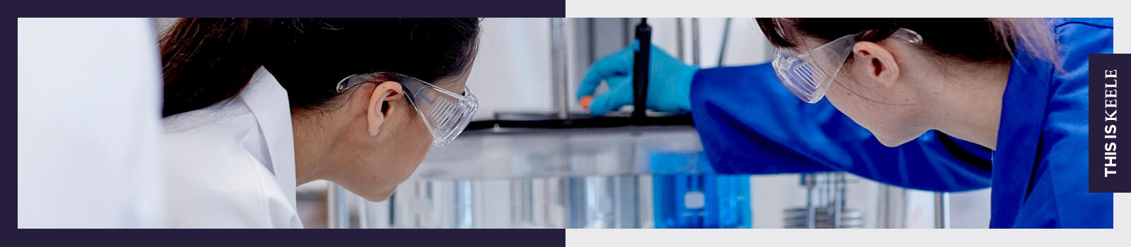 Students examining laboratory equipment