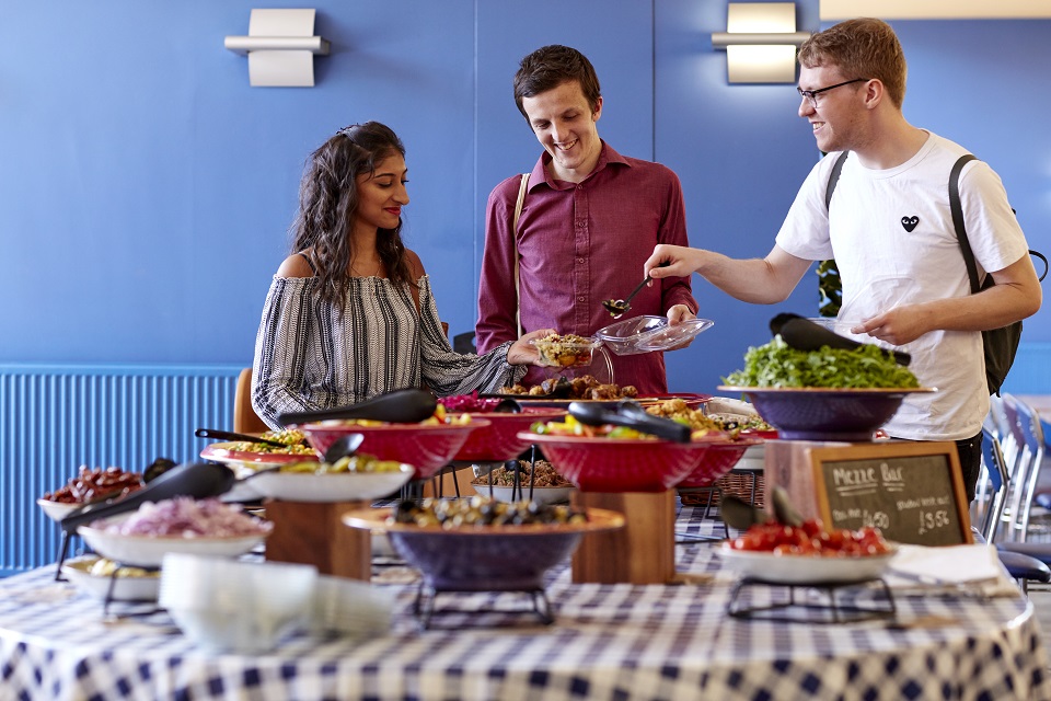 Students getting food in the Refectory