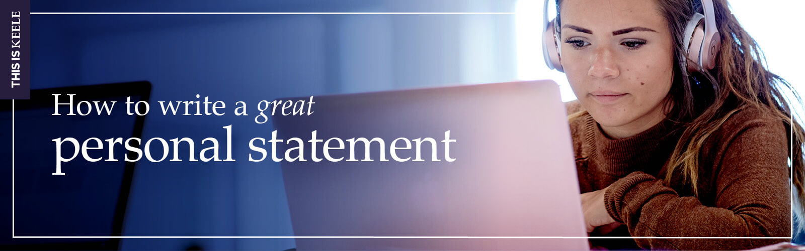 A student wearing headphones working on a computer.