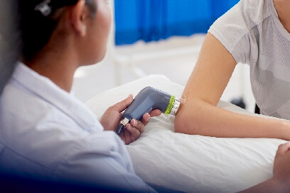 Physiotherapy treatment with patient