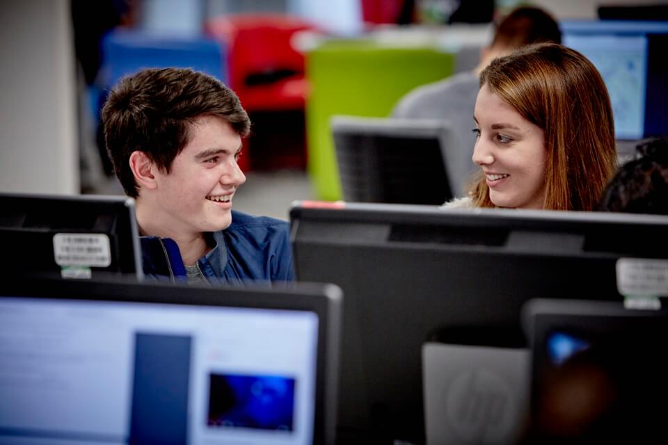 Students in the library