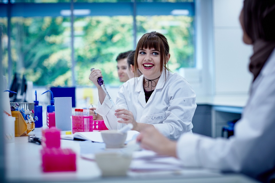 Female student in lab