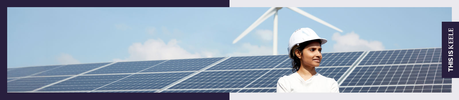 Picture of student wearing hard hat with arms folded, looking into the distance.