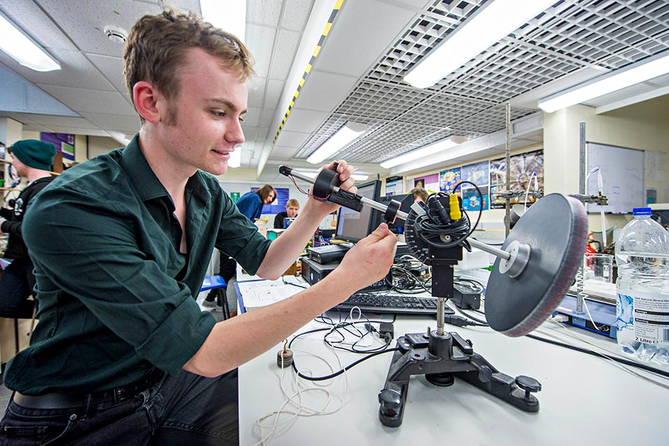 Students with equipment