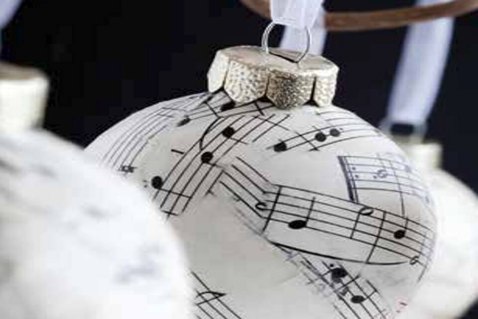 Christmas Bauble with music notes on