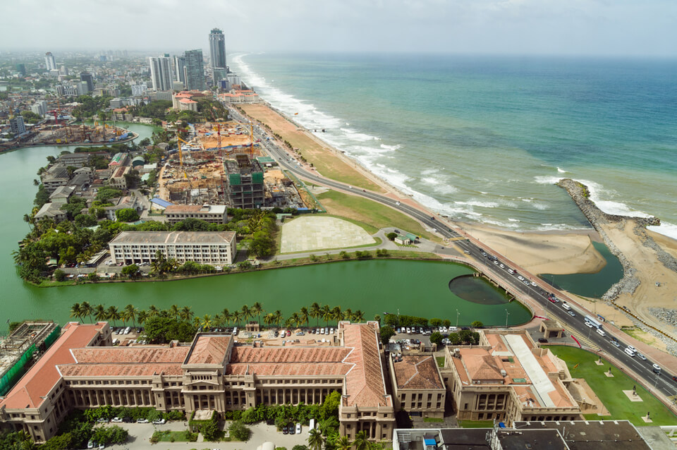 Aerial view of Colombo and Galle Face Green