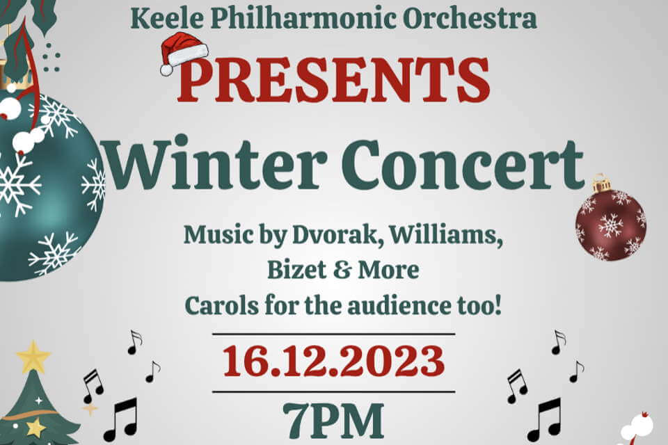 Image with wintery icons and the title of the concert