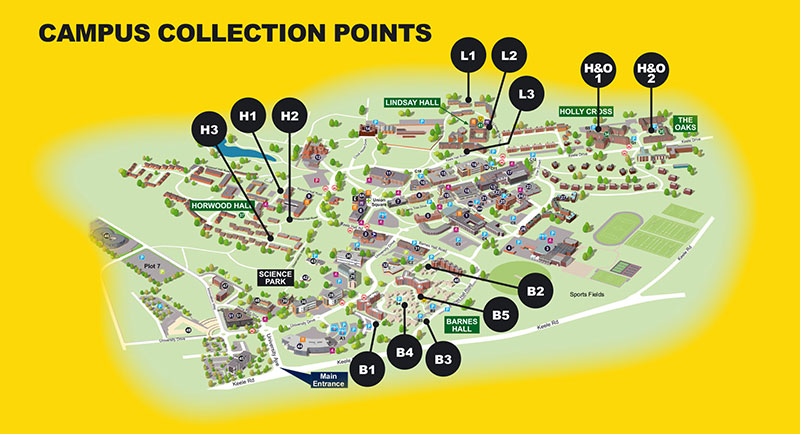 Support pack collection points campus map