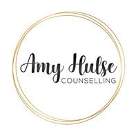 Amy Hulse Counselling logo, text in black font with a circle around