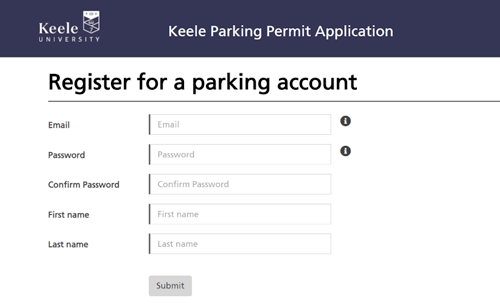 Register screen - parking