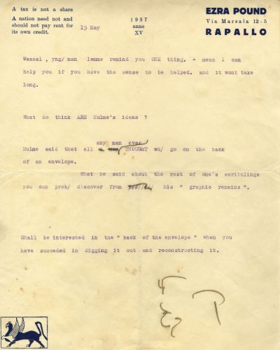 Ezra Pound to Michael Roberts, 15 May 1937 [HUL 37]