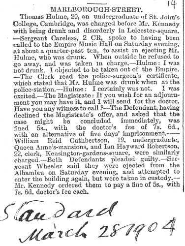 Report from the London Standard 28th March 1904 [HULF 2a]