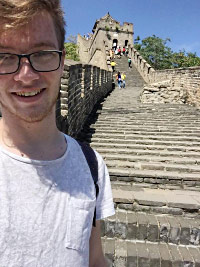 Connor Spicer in China after studying Chinese at Keele University