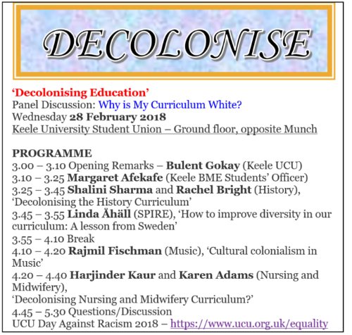 Decolonise Education First Meeting Febraruy 2018 Agenda image